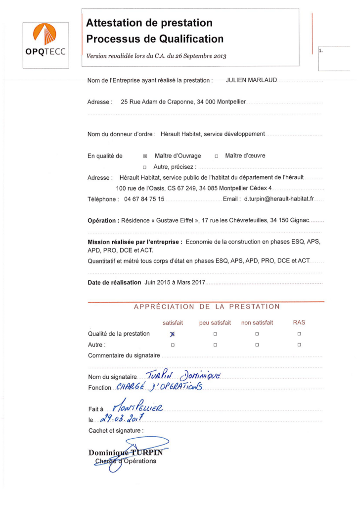 attestation qualité